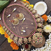 Vriksham Designer Mango Style 1 gm Gold Long Neckpiece With Jhumka-Rice Pearl-G20334